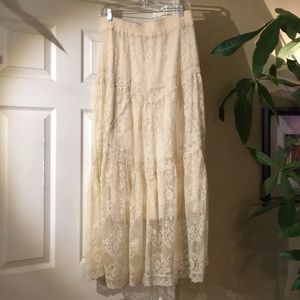Ivory lace maxi skirt
